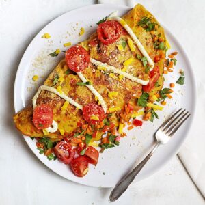 Vegan stuffed omelet